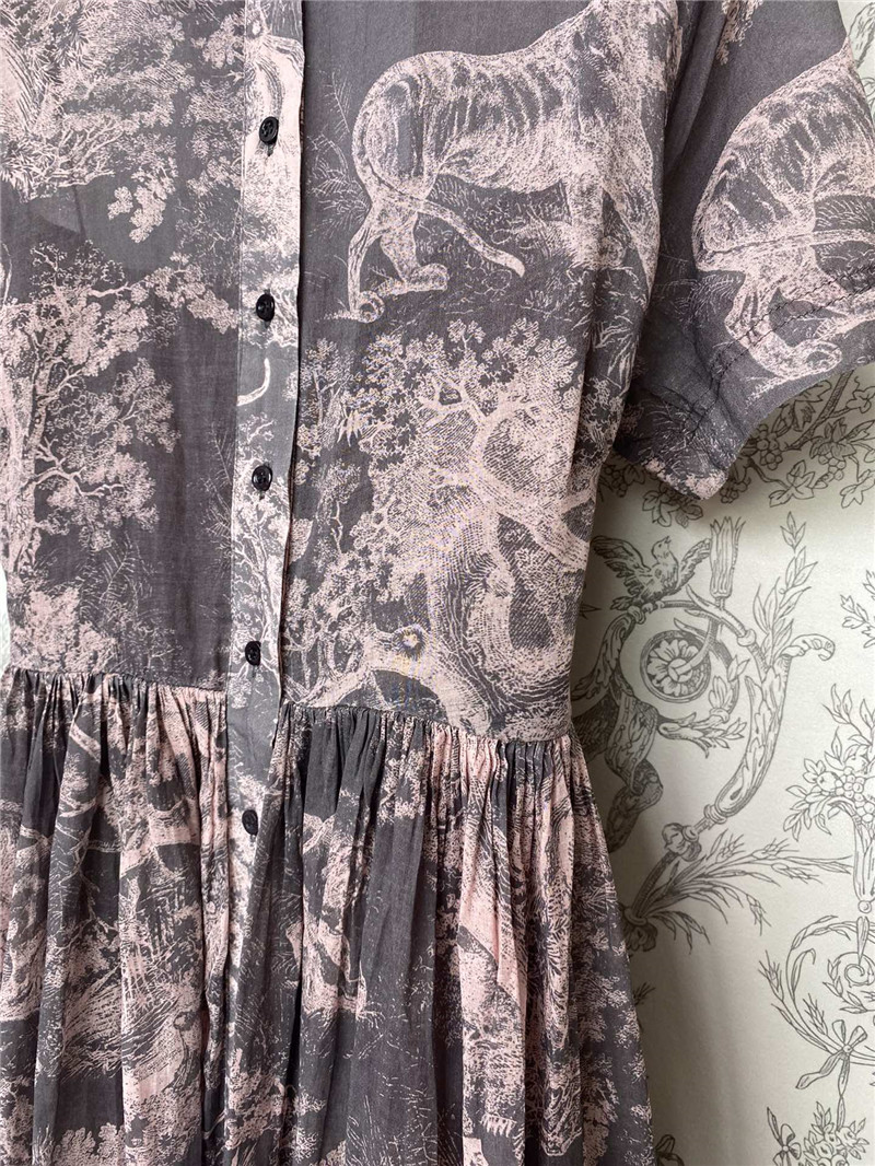 D10r lapel short sleeve animal long dress