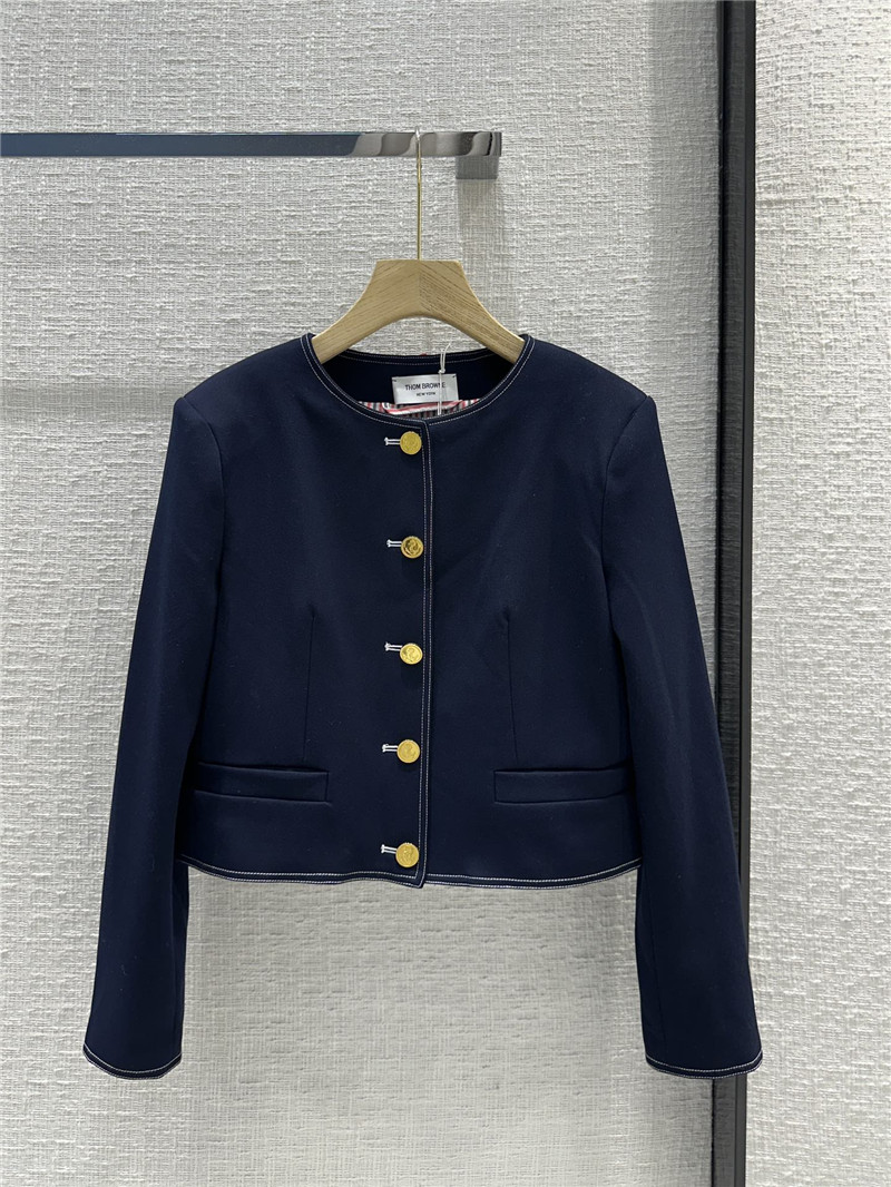 Thom Browne round neck gold button jacket