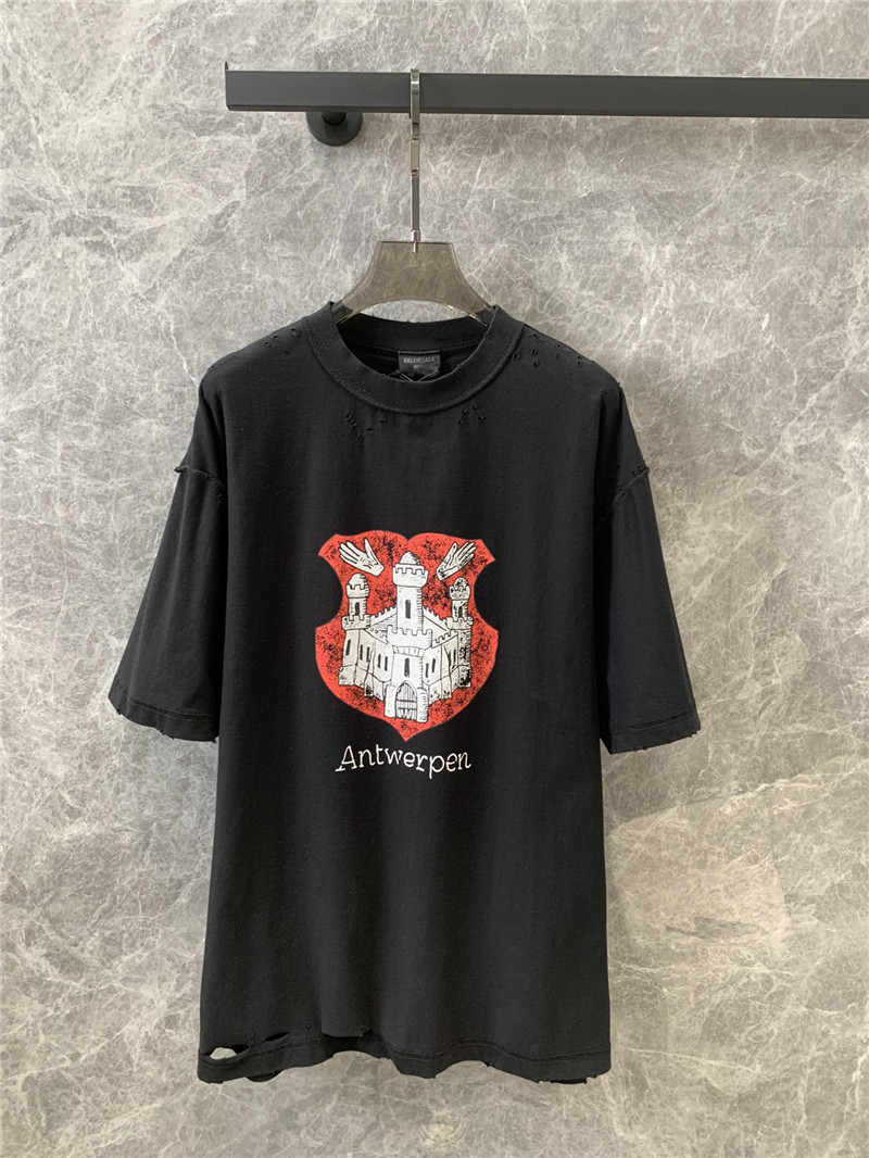 Ba1en*iaga antwerp castle destruction printed short-sleeved t-shirt