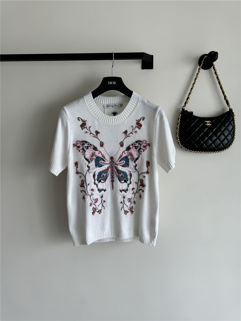 D10r butterfly jacquard embroidered t-shirt