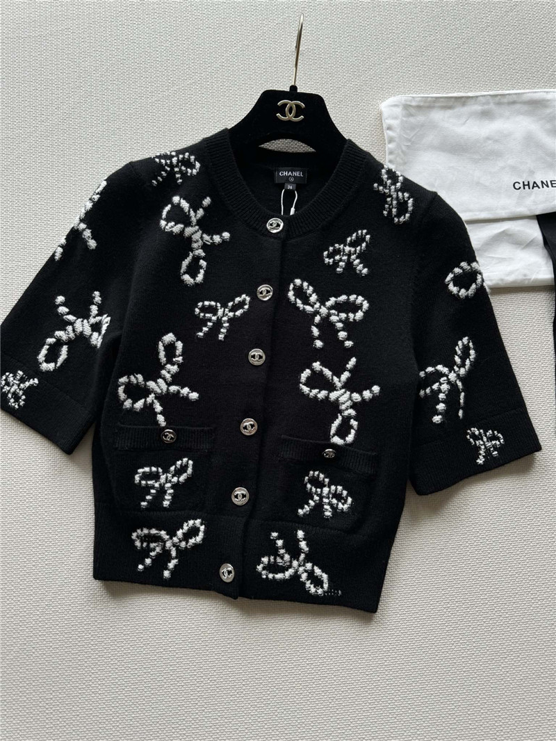 Ch**el three-dimensional bow crocheted knitted vest top