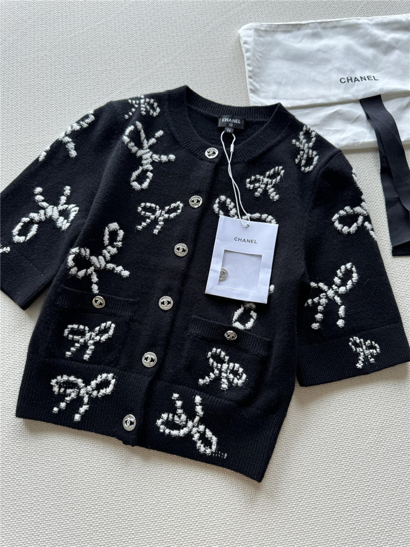 Ch**el three-dimensional bow crocheted knitted vest top