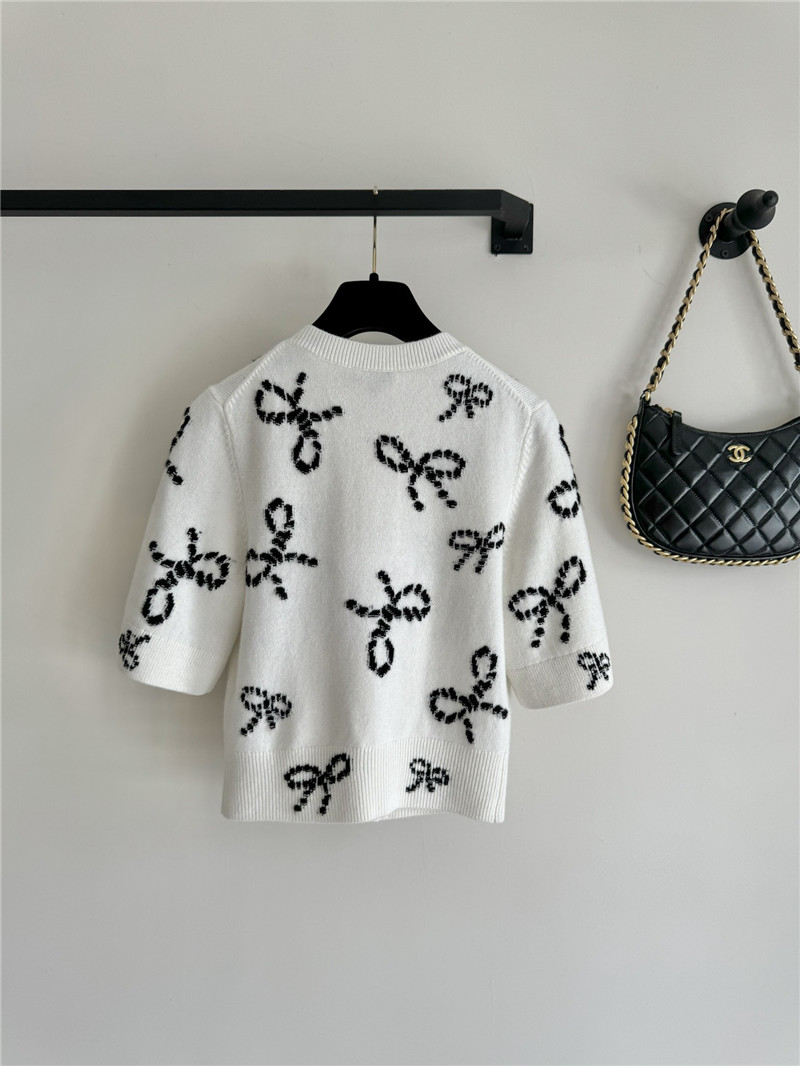 Ch**el full bow jacquard knitted cardigan