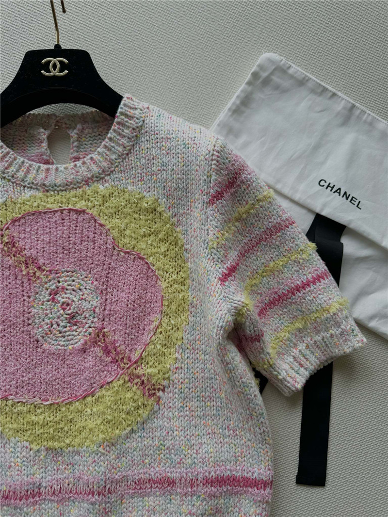 Ch**el pink striped knitted t-shirt