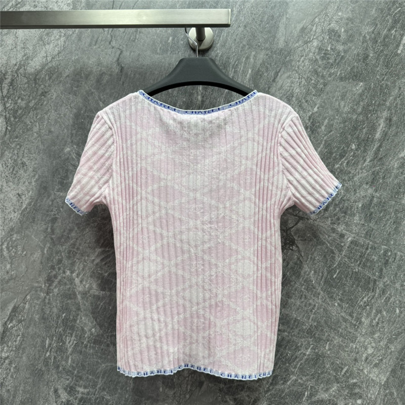 Ch**el logo knitted crew neck short-sleeved top