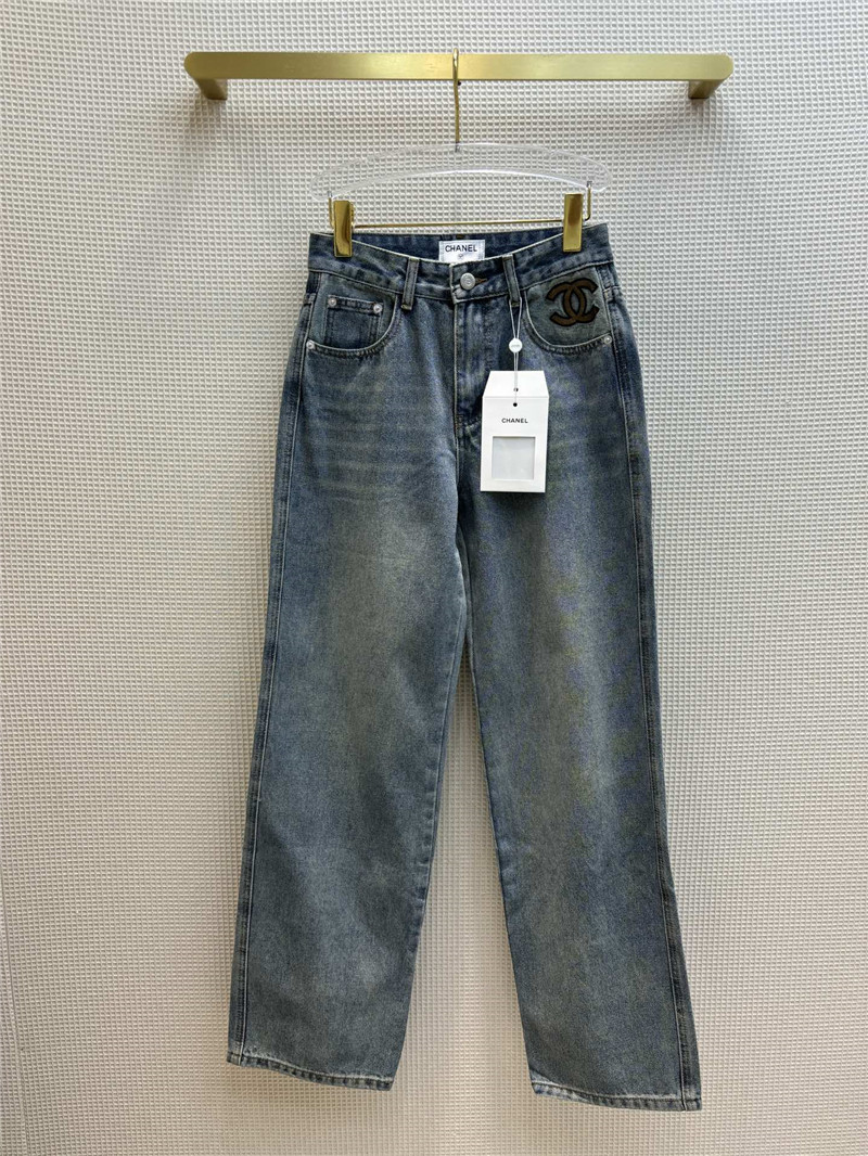Ch**el embroidered back pocket jeans