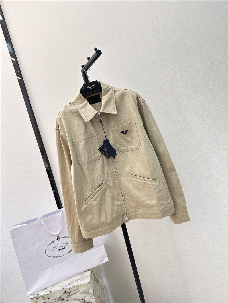 Pra*a new lapel triangle logo denim jacket