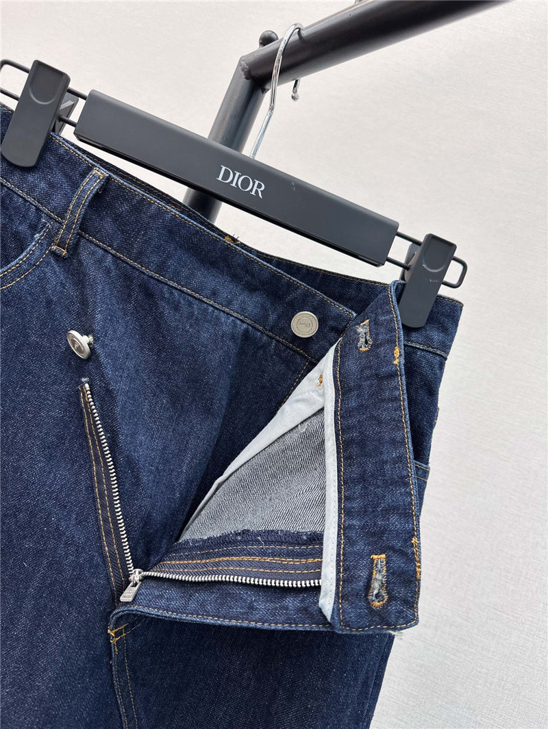 D10r new irregular piece cut denim skirt with slit design