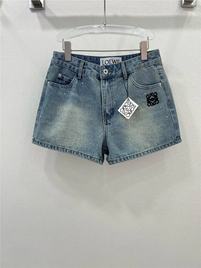 L0ew* embroidered logo denim shorts