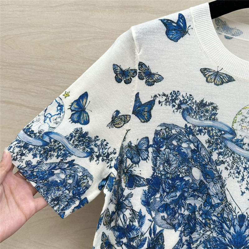 D10r printed knitted short-sleeved top