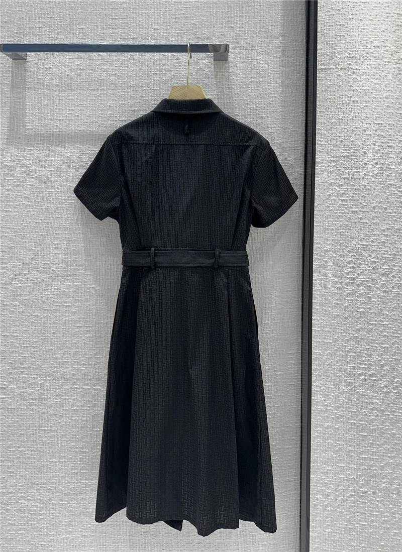 H**me5 h dark jacquard small lapel zipper dress