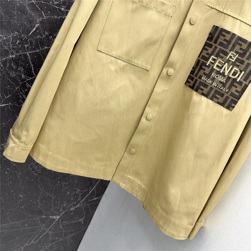 F**di maillard patchwork double f hooded shirt jacket