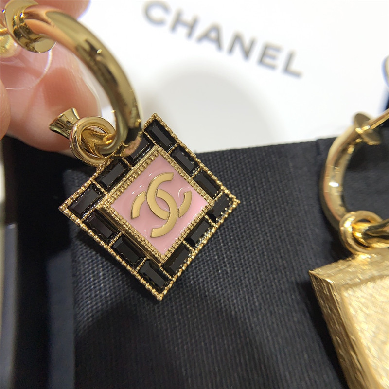 Ch**el pink square earrings