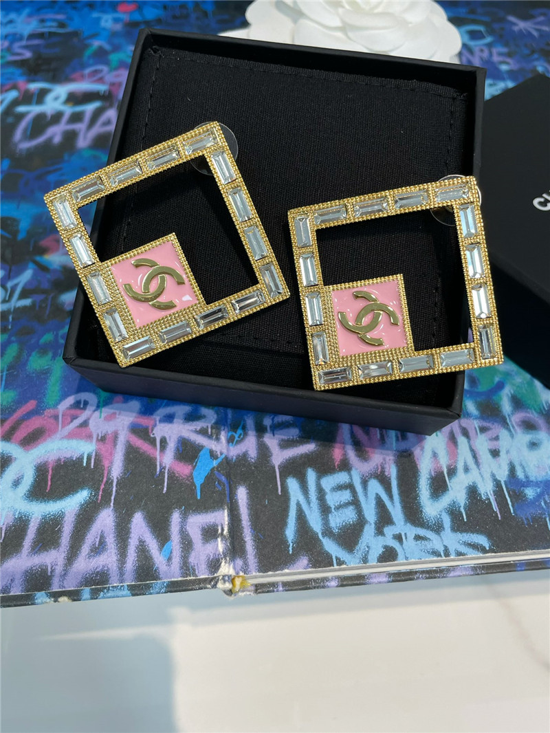 Ch**el pink square earrings
