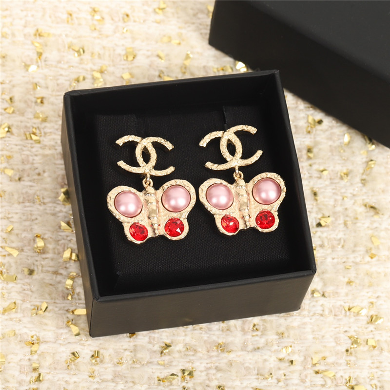 Ch**el butterfly double c earrings