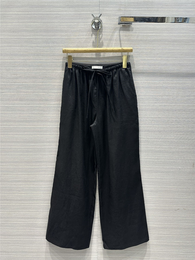 The R0w black wide leg linen trousers