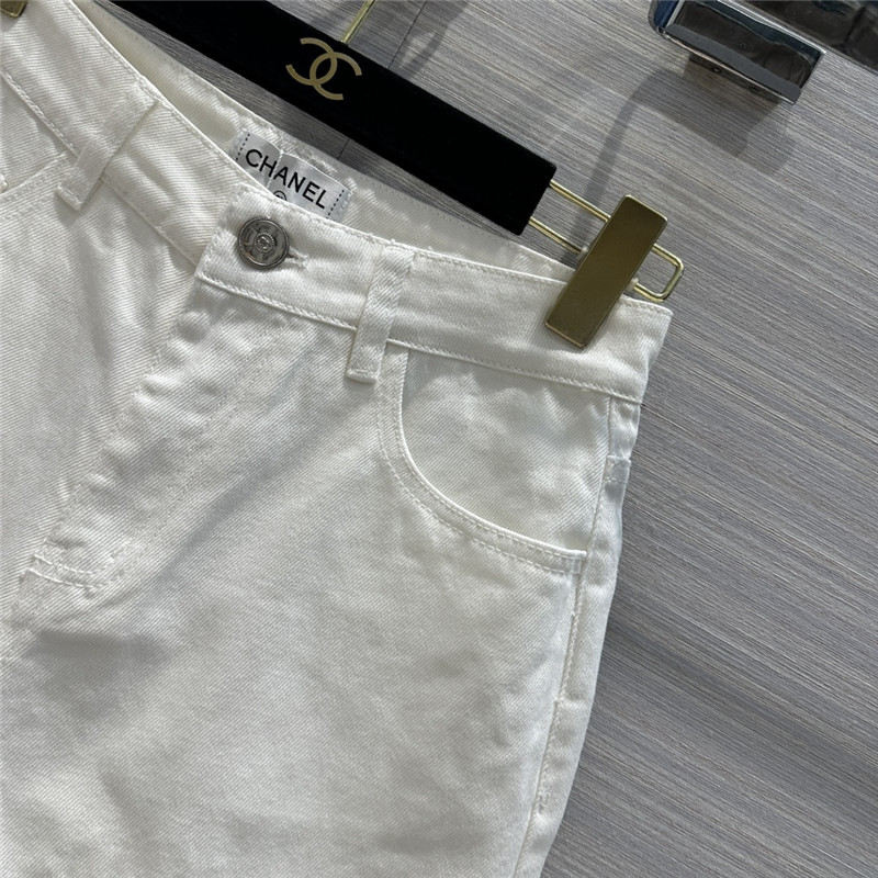 Ch**el hollow embroidered denim shorts replica clothing