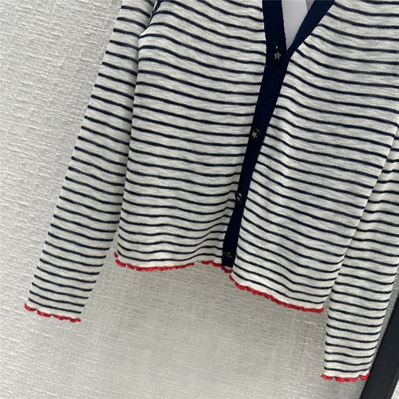 D10r strip linen knitted cardigan