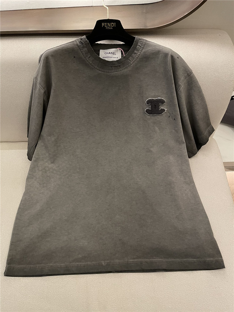Ch**el distressed distressed short-sleeved replica clothing