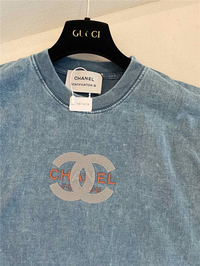 Ch**el distressed distressed short-sleeved replica clothing
