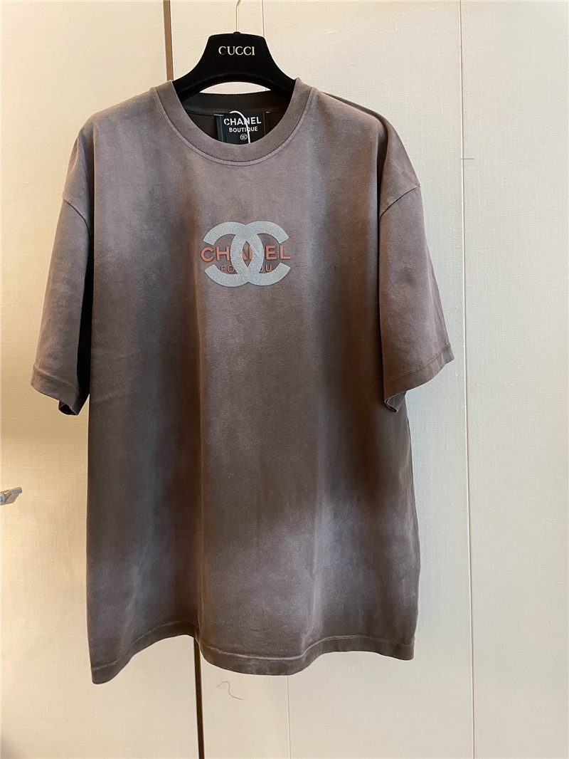 Ch**el distressed distressed short-sleeved replica clothing
