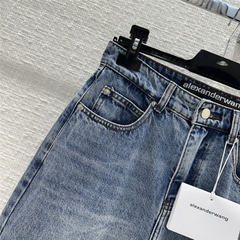 A1exa*der wang embossed letter denim trousers replica clothing