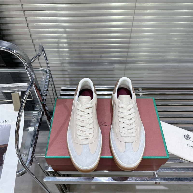L0r0 P1ana mixed leather low-top sneakers