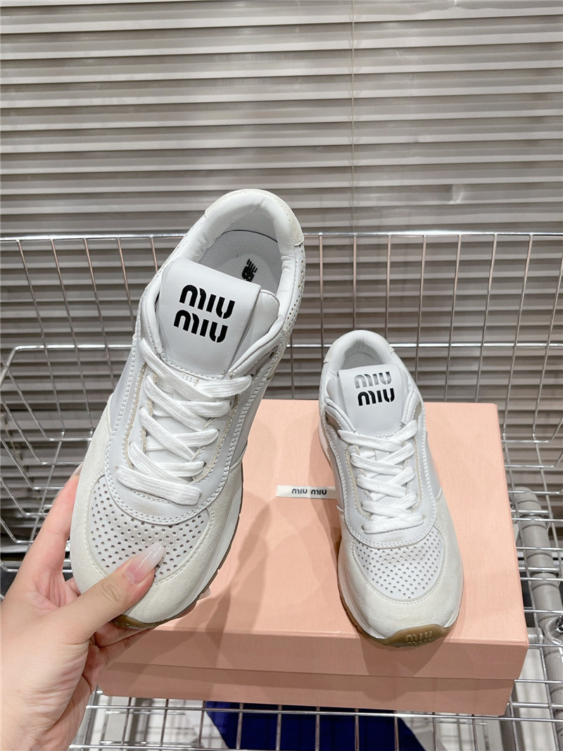 Miu Miu Women’s Mesh Platform Low Top Sneakers
