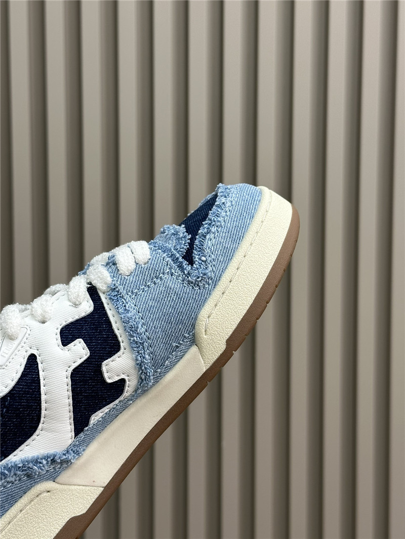F**di denim blue match panelled leather sneakers