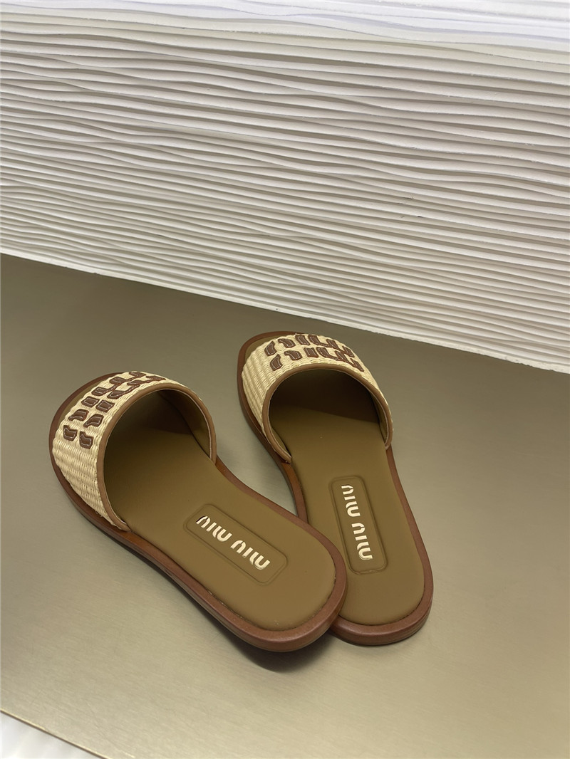 m1um1u raffia woven slippers Marg*e1a replica shoes