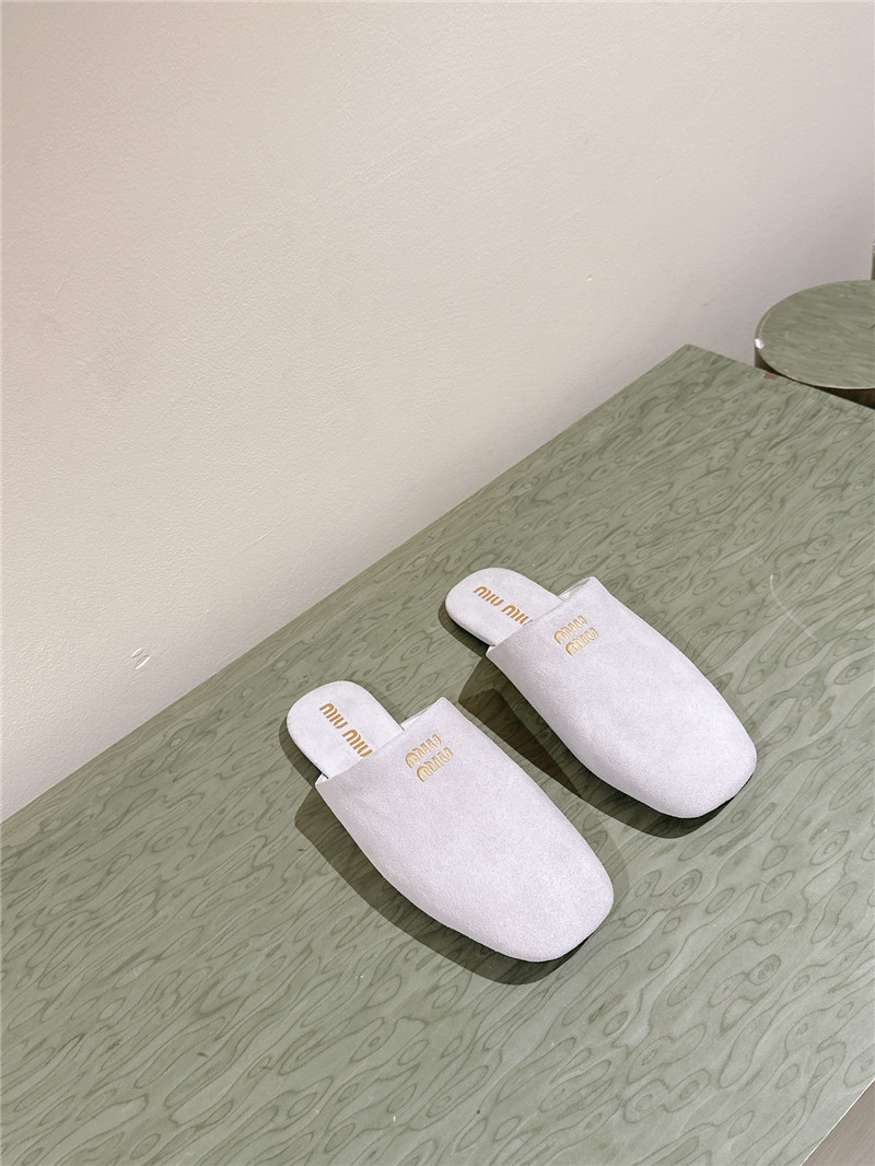 M1um1u small round toe mules slippers replica shoes