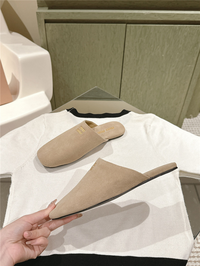 M1um1u small round toe mules slippers replica shoes