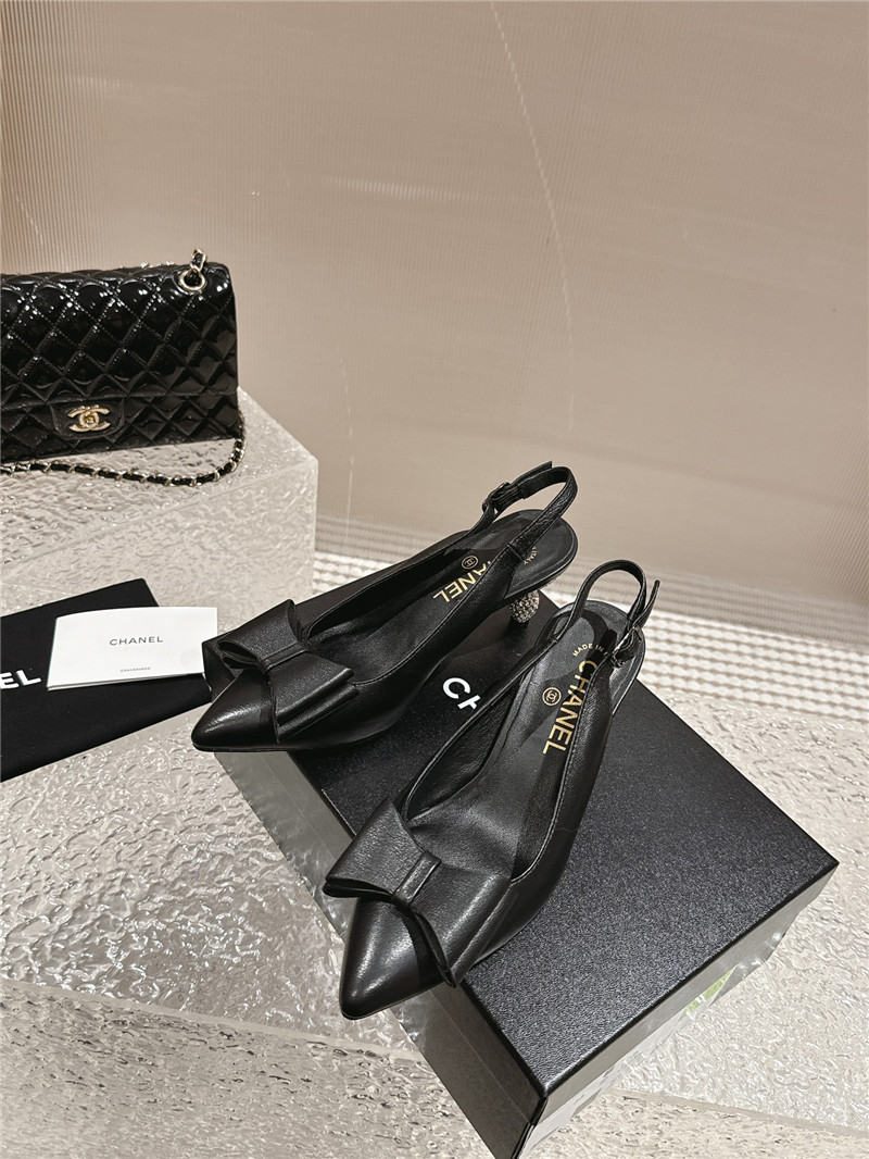 Ch**el bow high heel leather shoes best replica shoes website