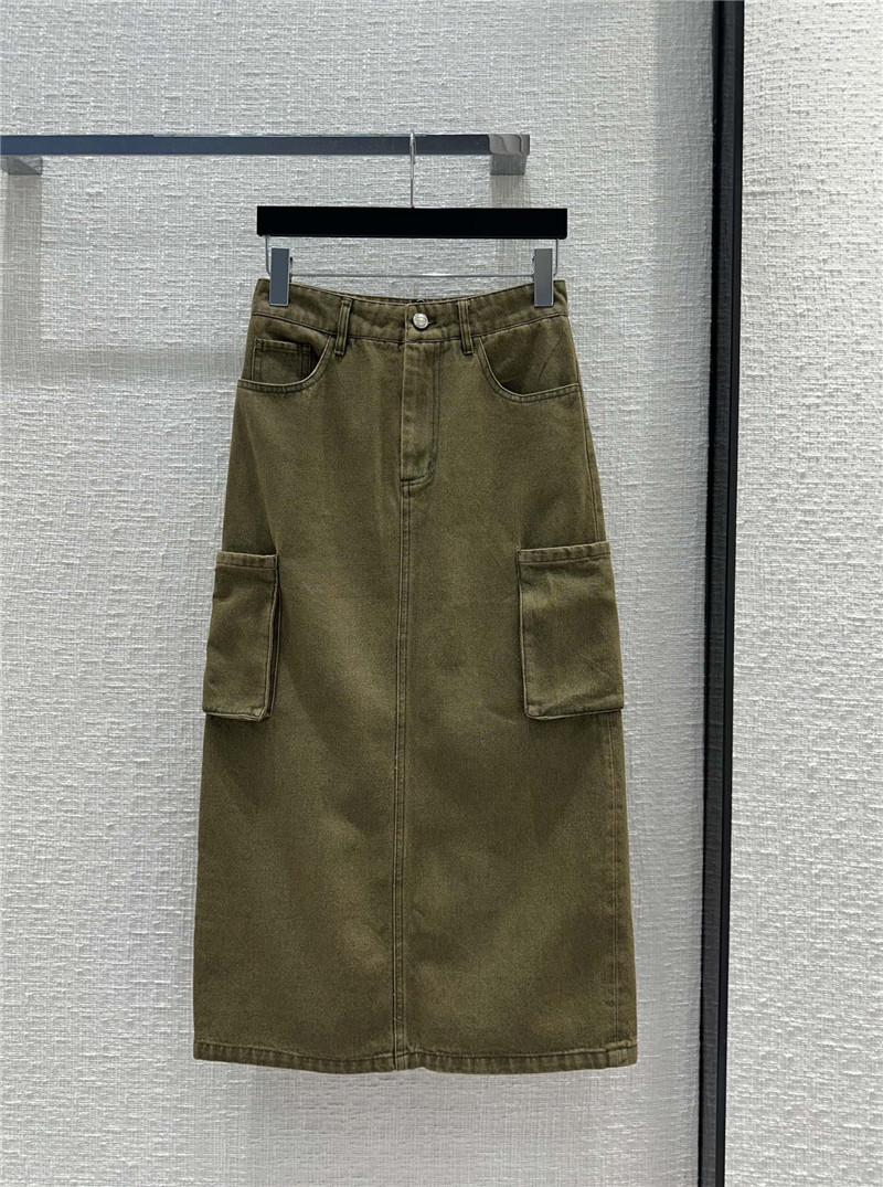 Pra*a vintage green cargo pocket skirt replica clothing sites