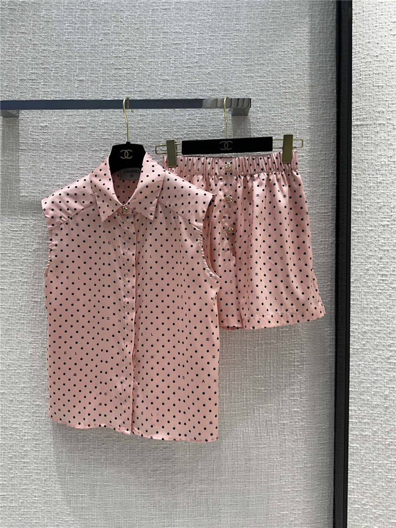 Ch**el pink polka dot logo print suit replicas clothes