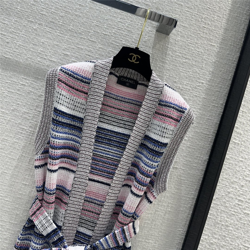Ch**el colorful striped knitted vest cardigan replicas clothes