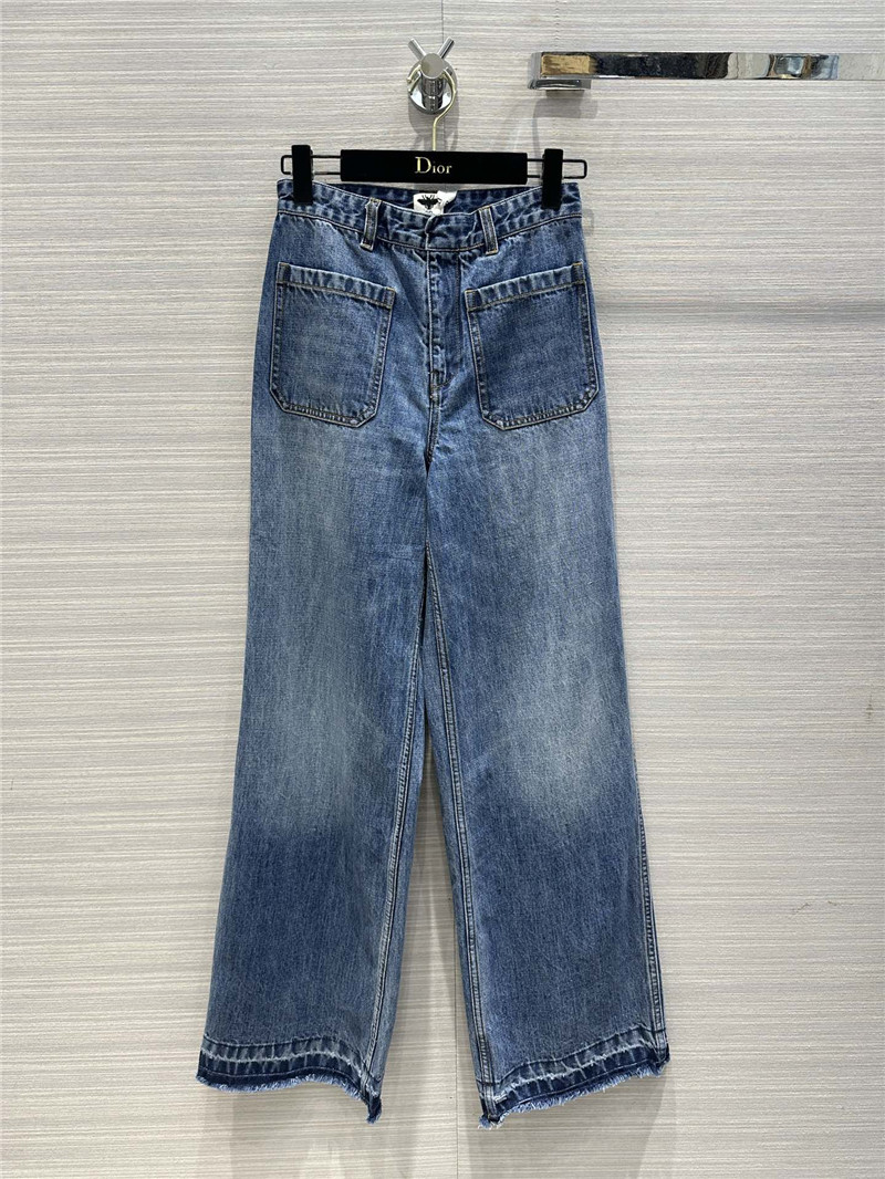 D10r mid-high waist double pocket straight jeans replicas clothes