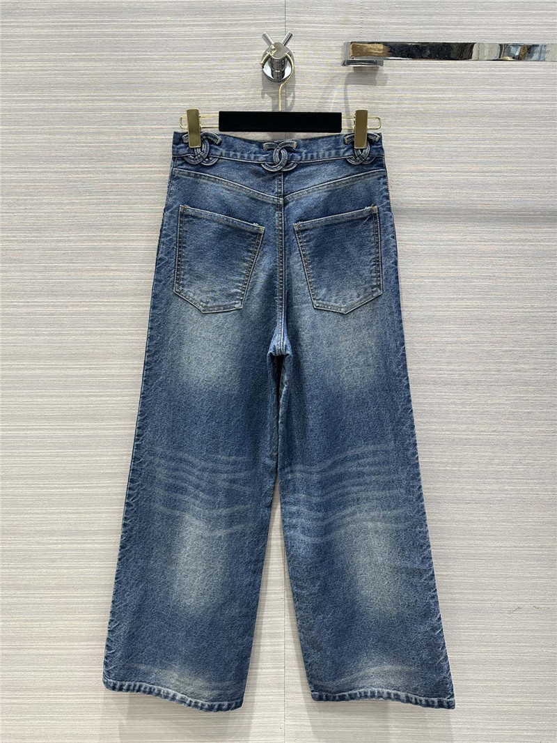 Ch**el denim blue denim straight pants replica d&g clothing