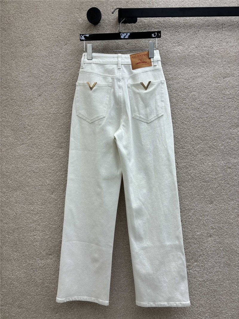 Va1e*ntin0 double v metal pocket design jeans replica clothing