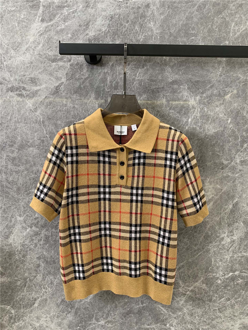 Bv*b*rry checked wool knit polo shirt replica clothing sites