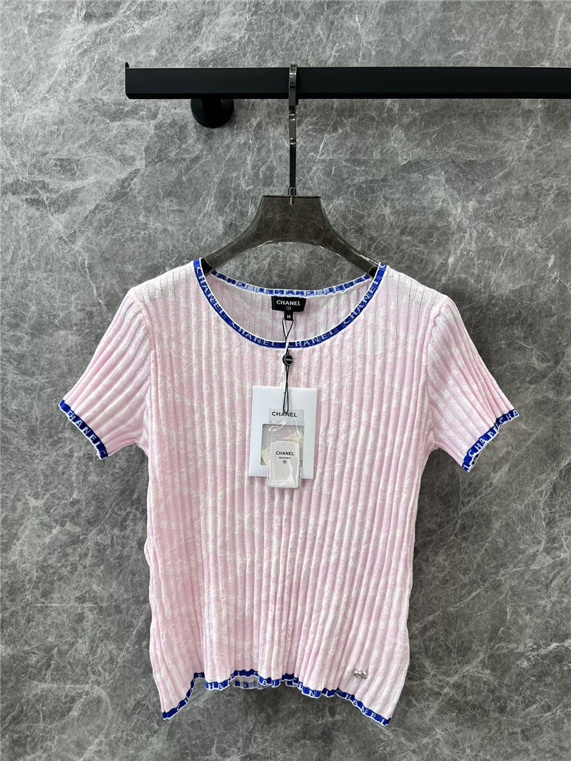 Ch**el jacquard letter contrast top replica clothes