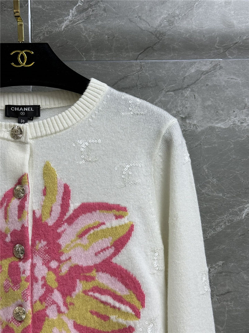 Ch**el sequins floral jacquard cardigan