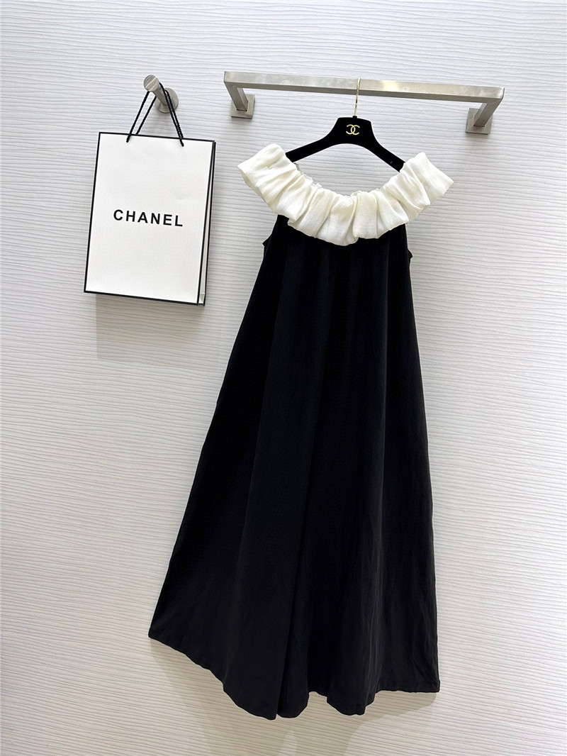 Ch**el one-piece neckline silk and linen jumpsuit replicas clothes