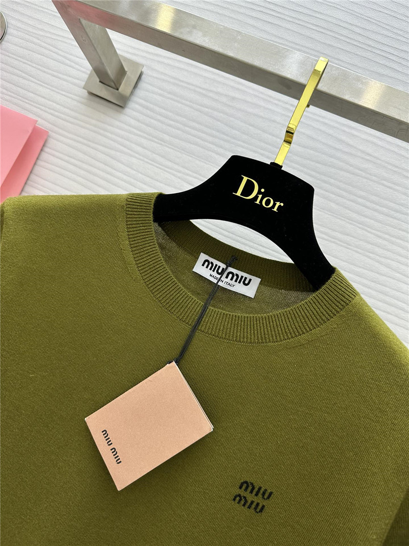 M1um1u small logo knitted short sleeve replica clothing sites