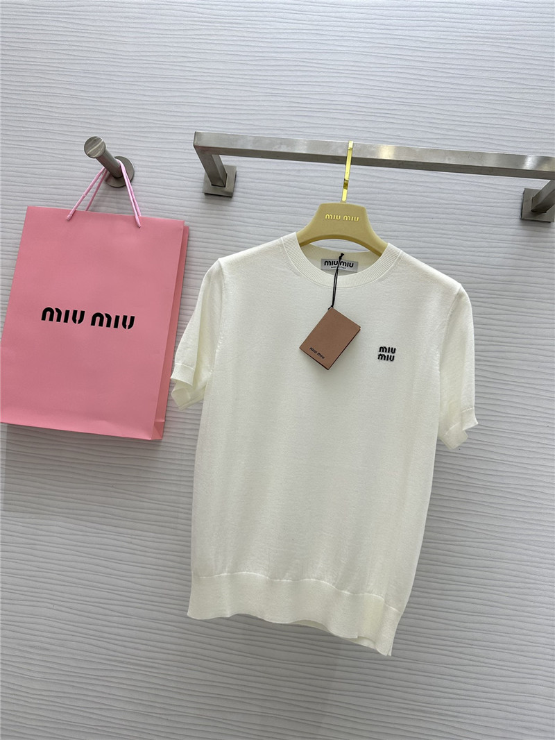 M1um1u small logo knitted short sleeve replica clothing sites