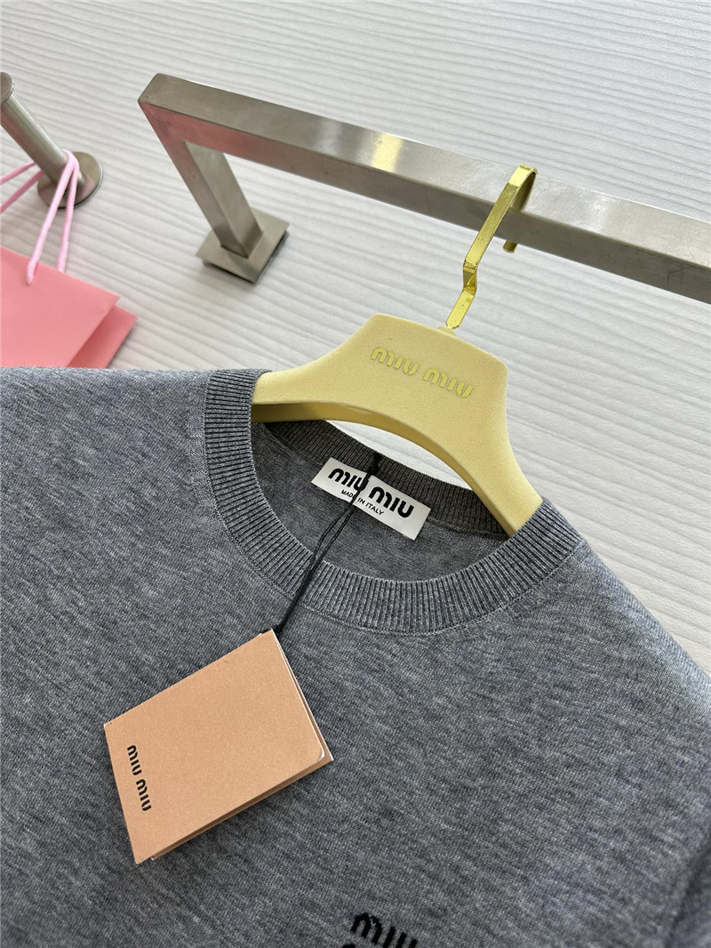 M1um1u small logo knitted short sleeve replica clothing sites