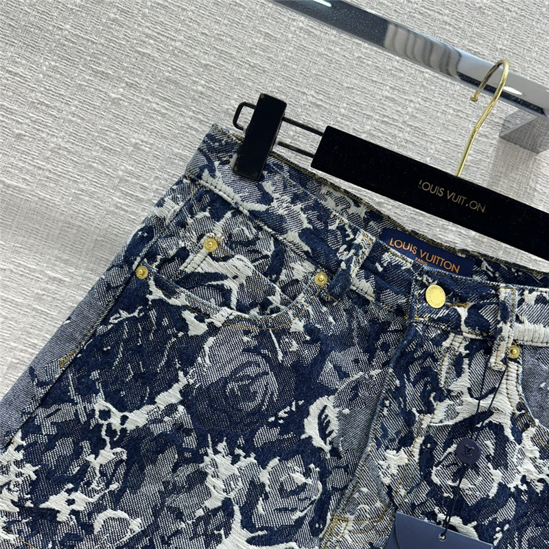 l0vis Vvtt0n lv vintage jacquard denim shorts replica clothing