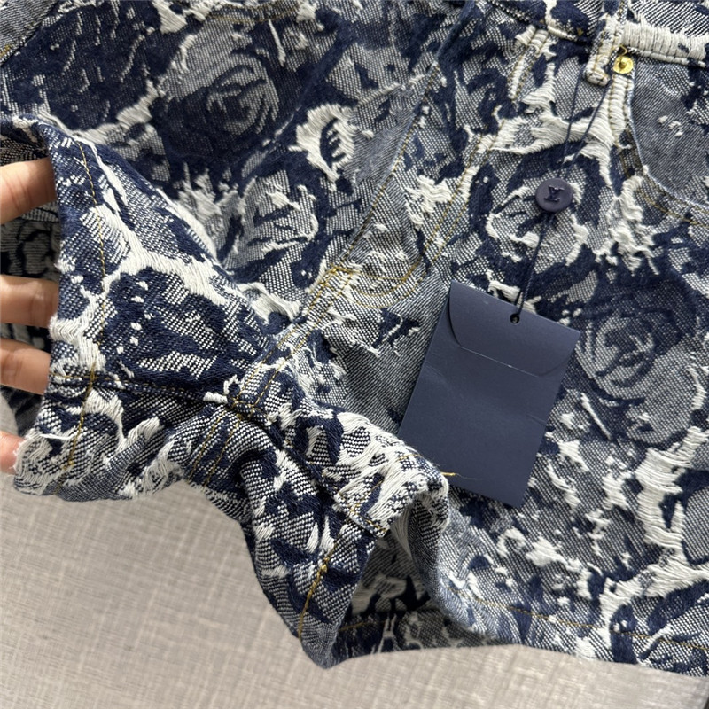 l0vis Vvtt0n lv vintage jacquard denim shorts replica clothing