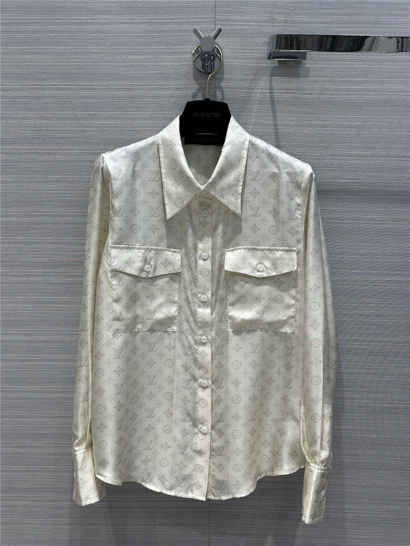 l0vis Vvtt0n lv milk tea logo printed silk shirt replica clothing