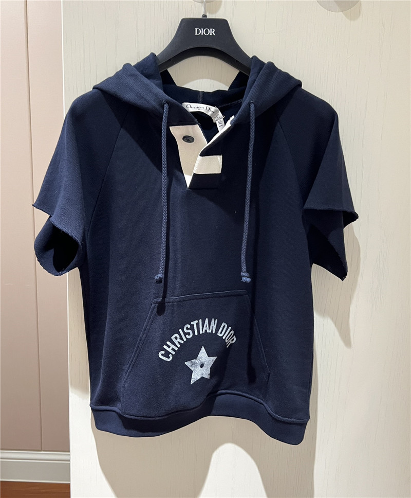 D10r navy blue hooded short sleeve replica designer clothes